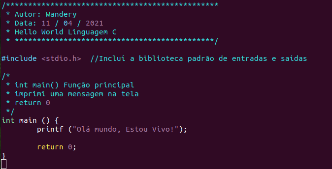 Hello World Linguagem C