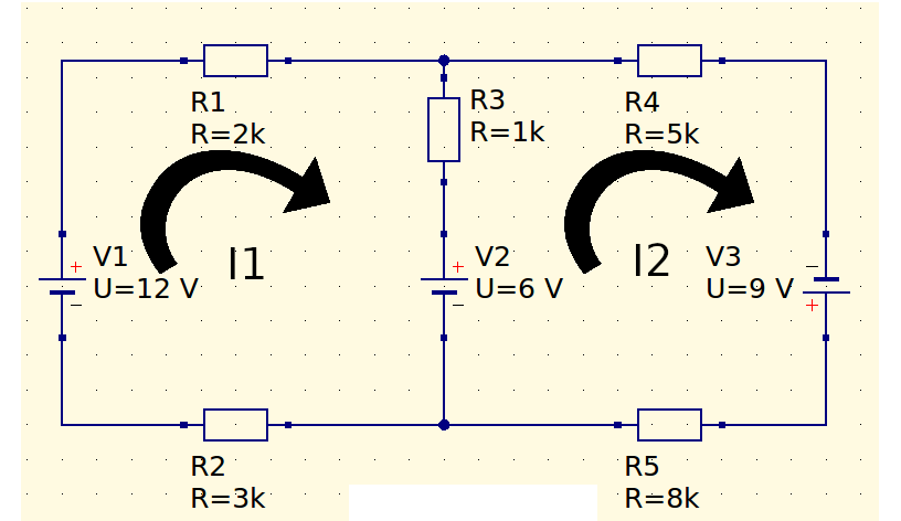 Sentido das correntes no circuito