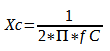 Reatância Capacitiva calculada através da frequência em hertz