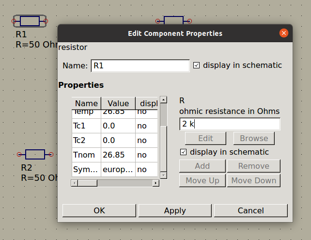 Configurando o valor do resistor