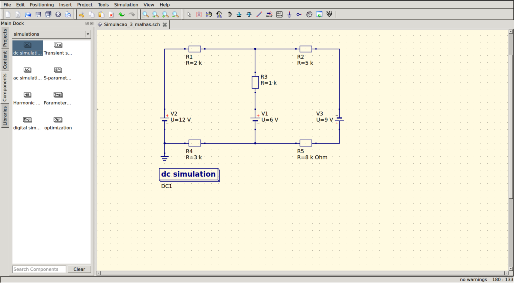 dc simulation com QUCS