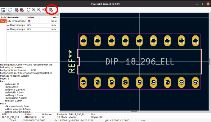 Footprint DIP18