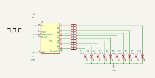 Sequential LED flasher using IC 4017