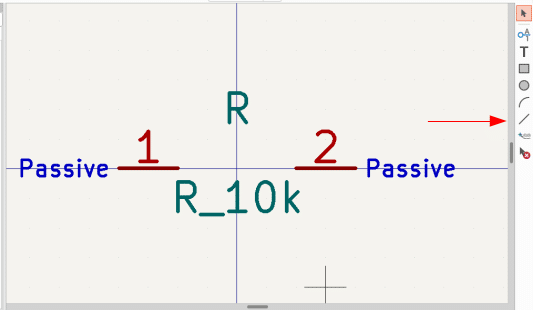 Ferramenta de desenhar linhas no Kicad