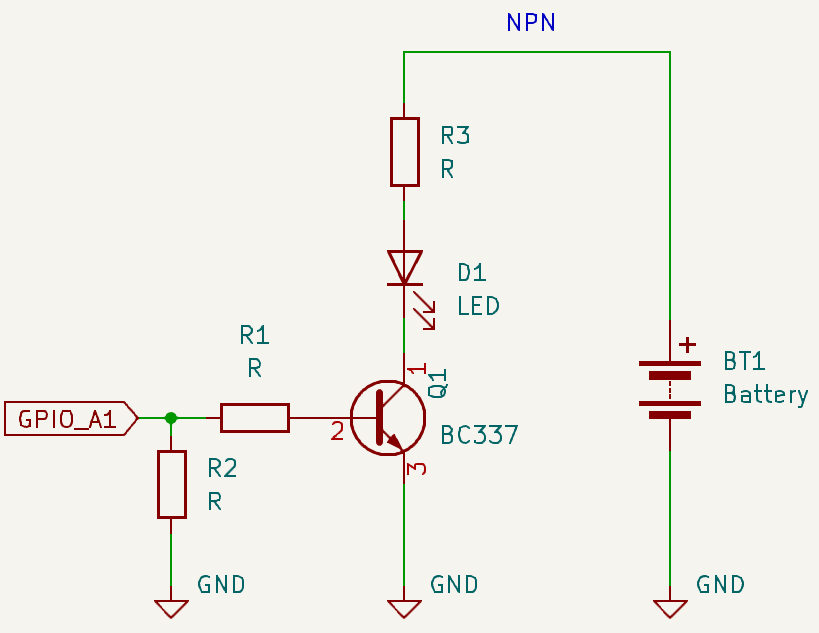 Exemplo de projeto com transistor NPN