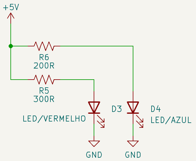 LEDs em paralelo com resistores