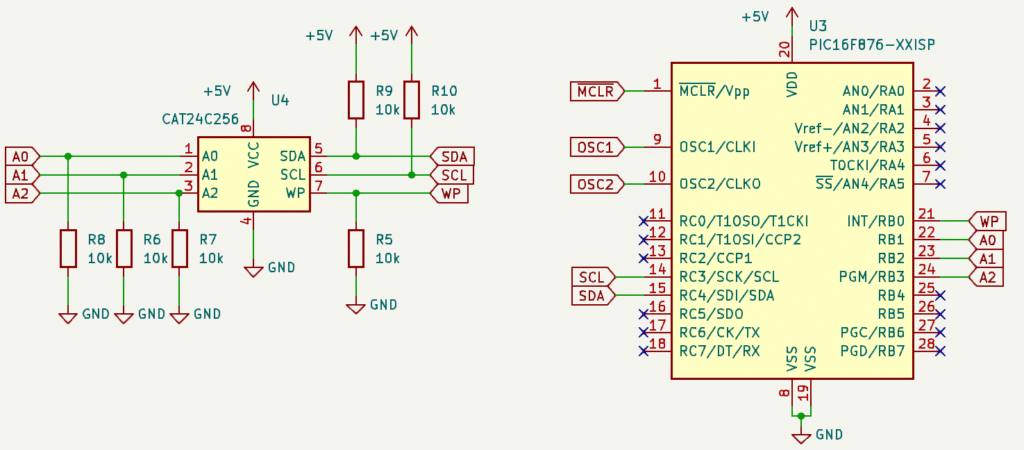 Memória conectado a um microcontrolador através do barramento de comunicação I2C